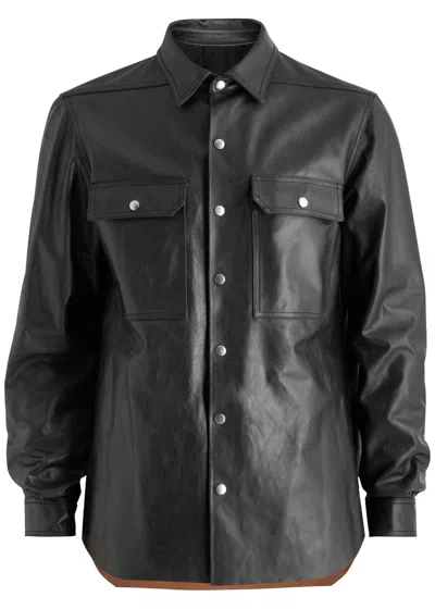 Rick Owens Black Jacket With Patch Pockets On The Chest In Cotton Blend Man In Black