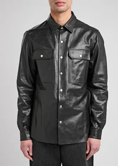 Rick Owens Black Jacket With Patch Pockets On The Chest In Cotton Blend Man In Black