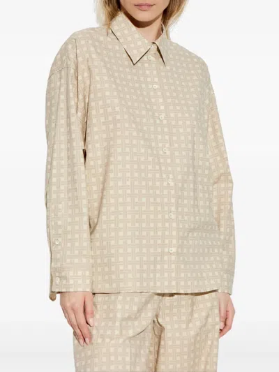 Kenzo Dropped Shoulder Weave Jacquard Shirt In Neutrals