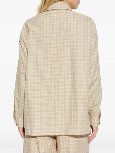 Kenzo Dropped Shoulder Weave Jacquard Shirt In Neutrals