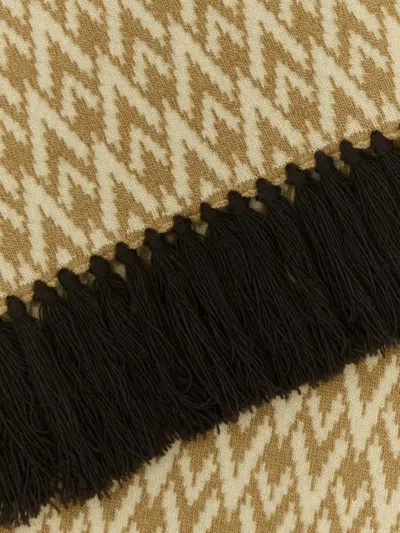 Valentino Garavani Embroidered Wool Toute La V Scarf In Brown