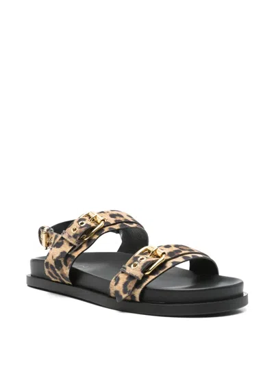 Allimaglia Leopard-print Sandals In Brown