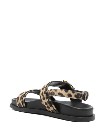 Allimaglia Leopard-print Sandals In Brown