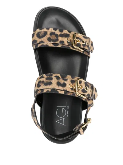 Allimaglia Leopard-print Sandals In Brown