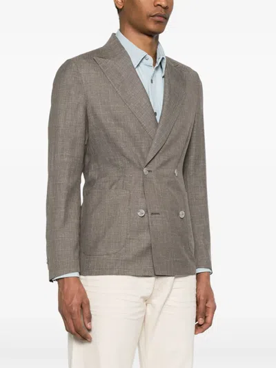 Barba Napoli Double-breasted Blazer In Grey