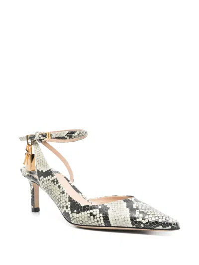 Tom Ford 55mm Padlock Python Print Leather Pumps In Grey