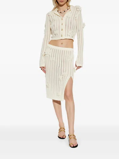 Casablanca White Skirt With Patches In Neutral