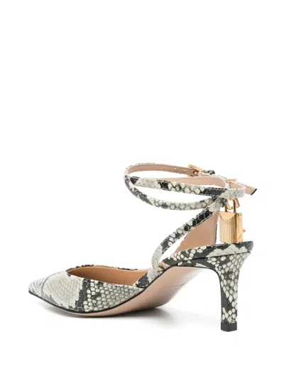 Tom Ford 55mm Padlock Python Print Leather Pumps In Grey