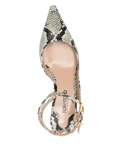 Tom Ford 55mm Padlock Python Print Leather Pumps In Grey