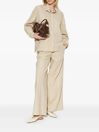 Kenzo Pattern-jacquard Trousers In Neutrals
