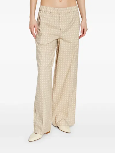 Kenzo Pattern-jacquard Trousers In Neutrals