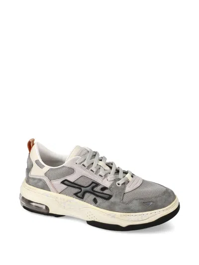 Premiata Low Top Sneakers Mesh Panels In Grey