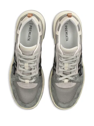 Premiata Low Top Sneakers Mesh Panels In Grey
