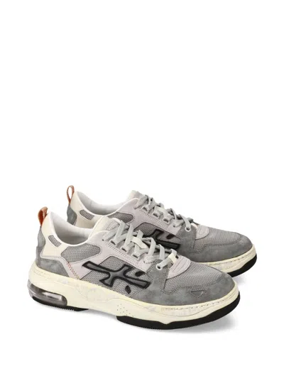 Premiata Low Top Sneakers Mesh Panels In Grey