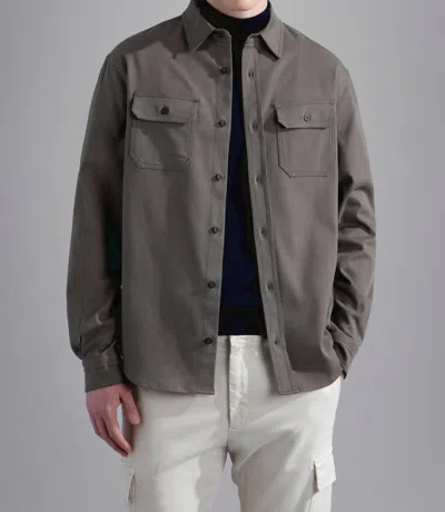 Paul & Shark Stretch Cotton Overshirt In Toffee In Brown