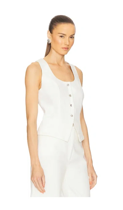 Matthew Bruch Scoop Neck Vest In White Denim