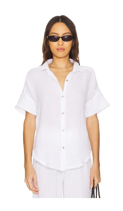 Michael Stars Bailey Cotton Gauze Button-down Shirt In White