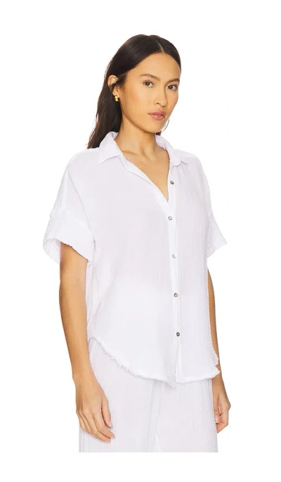 Michael Stars Bailey Cotton Gauze Button-down Shirt In White