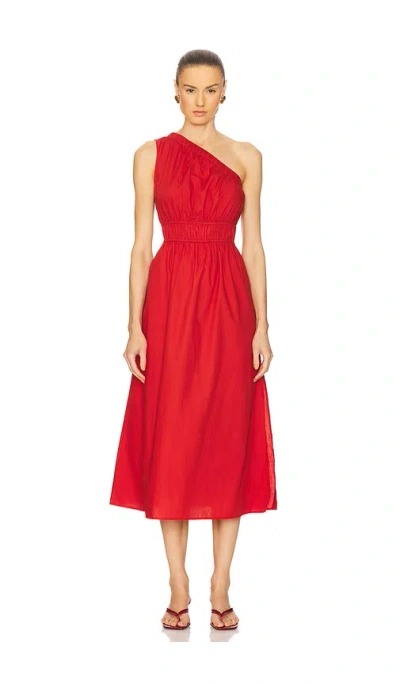 Rails Selani One-shoulder Cotton Poplin Dress In Red
