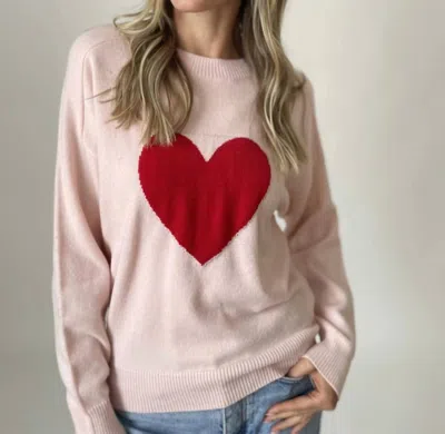 Six/fifty Sweetheart Sweater In Pink/red In Multi