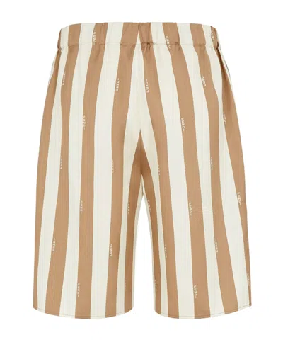 Fendi Printed Silk Bermuda Shorts In Brown