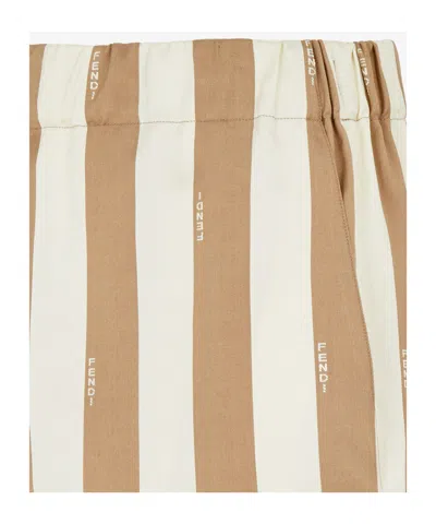 Fendi Printed Silk Bermuda Shorts In Brown