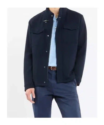 Fay Short Field Jacket In Stretch Wool And Cotton In Black