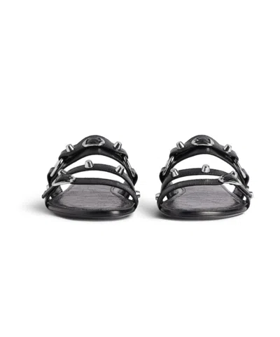 Balenciaga City Flat Sandals In Black
