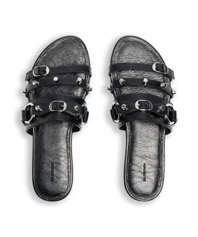 Balenciaga City Flat Sandals In Black