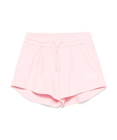 Msgm Drawstring Embroidered Trousers In Pink