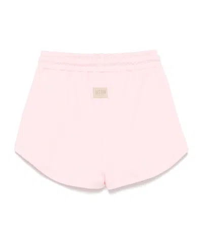 Msgm Drawstring Embroidered Trousers In Pink