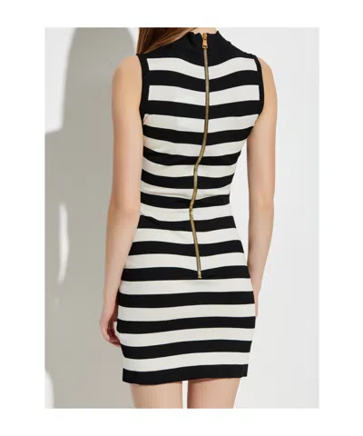 Balmain Halterneck Stripes Mini Dress In Black