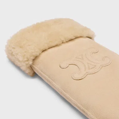 Celine Triomphe Wool Gloves In Nude