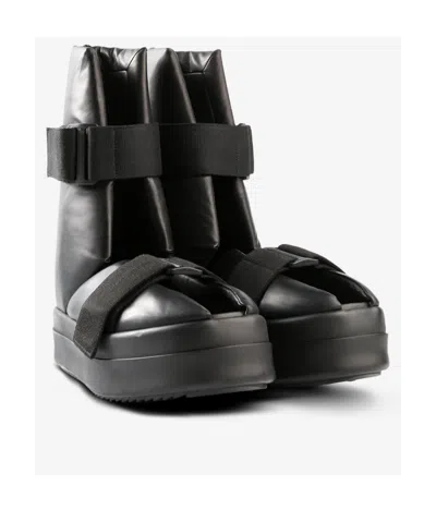 Rick Owens Splint Open-toe Leather Boots In Black
