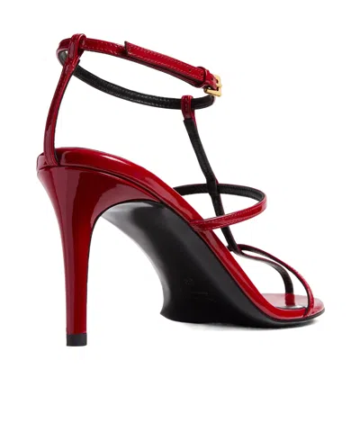 Khaite Leather T-strap Sandals In Fire Red