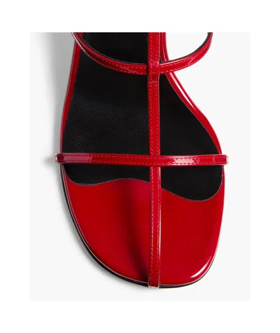 Khaite Leather T-strap Sandals In Fire Red