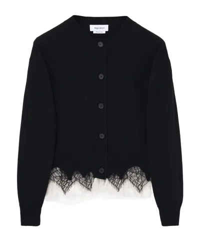 Alexander Mcqueen Alexander Mc Queen Black Ivory Wool Cashmere Cardigan