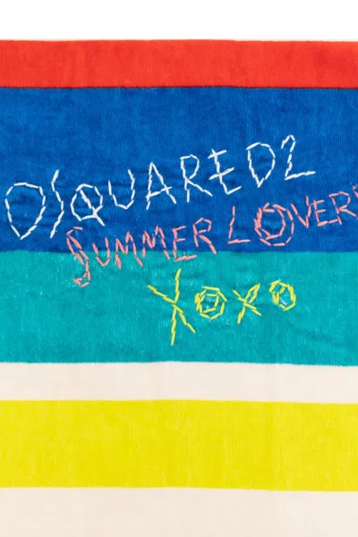 Dsquared2 Logo Beach Towel In Multi