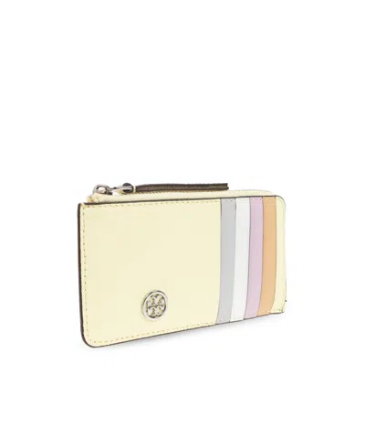 Tory Burch Robinson Colorblocked Zip Wallet In Yellow