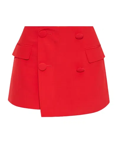 Balmain Asymmetric Shorts In Red