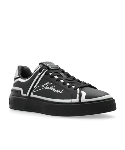 Balmain B-court Leather Low-top Sneakers In Black