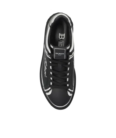Balmain B-court Leather Low-top Sneakers In Black