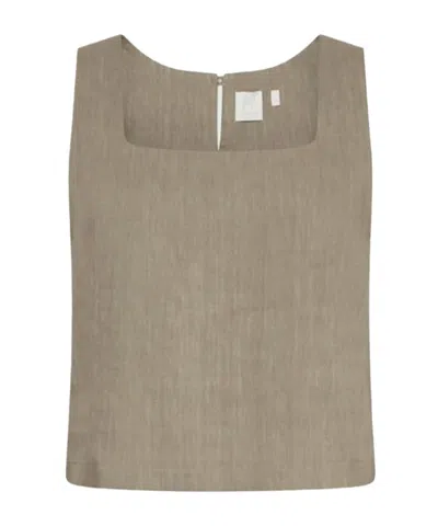 Marella Green Top In Viscose And Linen In Gray