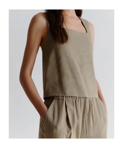 Marella Green Top In Viscose And Linen In Gray