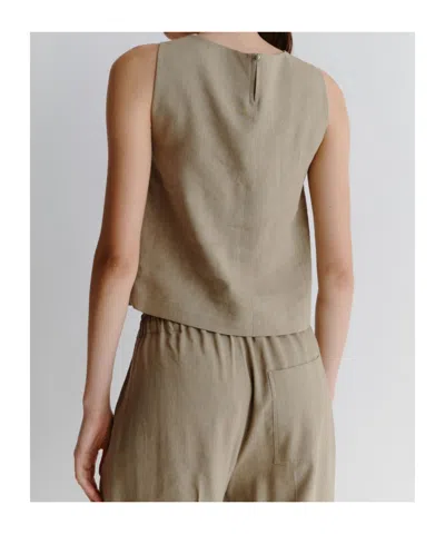 Marella Green Top In Viscose And Linen In Gray