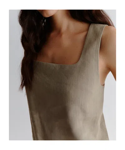 Marella Green Top In Viscose And Linen In Gray