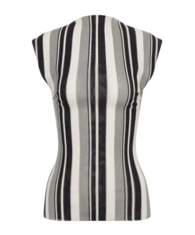 Philosophy Di Lorenzo Serafini Stretch Tulle Fabric With Striped Top In Black