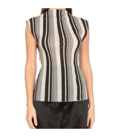 Philosophy Di Lorenzo Serafini Stretch Tulle Fabric With Striped Top In Black