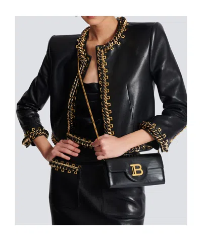 Balmain 'b-buzz' Black Leather Crossbody Bag