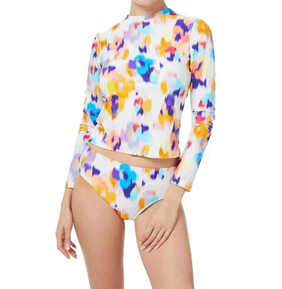 Change Of Scenery Stephanie Rash Guard In Floral Ikat In Multi